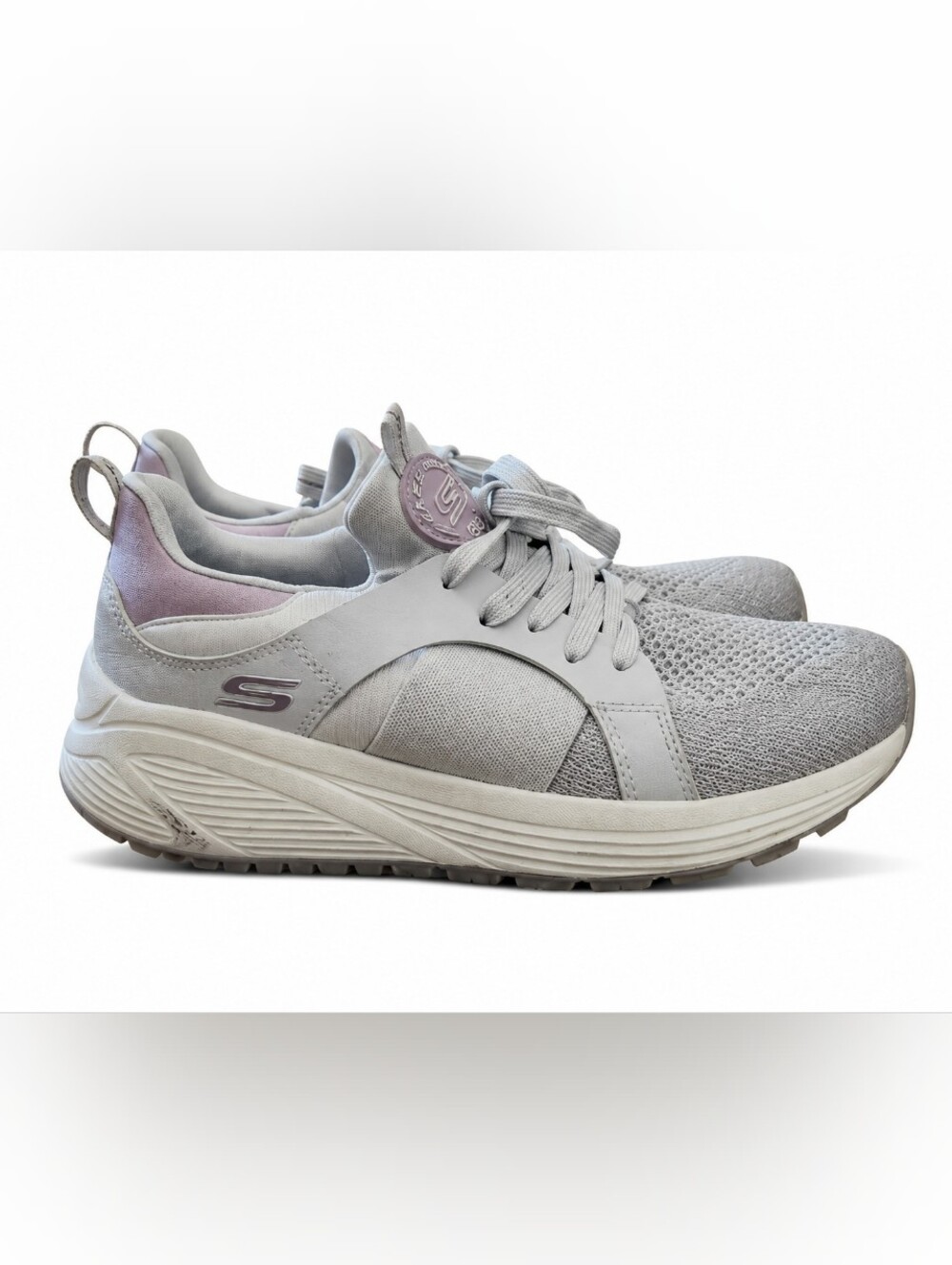 BOBS by Skechers Sparrow 2.0 Metro Daisy Women’s Size 8 Gray Mauve Sneakers